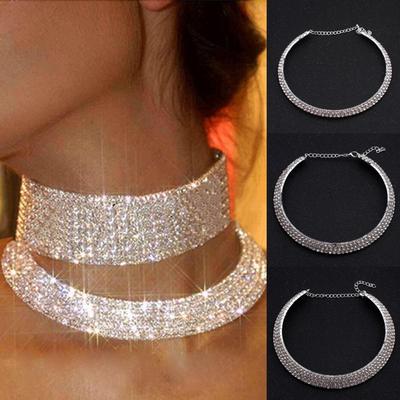 Fashion Jewelry Full Diamond Rhinestone Multi-layer Multi-row Collar Bridal Crystal Collar Short Collar Necklace