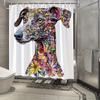 1pc Greyhound Dog & Multicolor Floral Shower Curtain - Large 70.8x70.8 Inch Bathroom Decor with 12 Hooks, Machine Washable, Grey