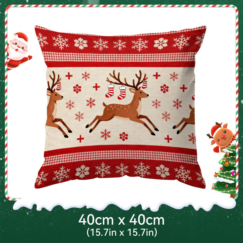 Plaid Christmas Deer Pillowcase Printed Polyester 40/45/50Cm Throw Pillowcover Decorative Sofa Cushion Pillowslip Home Decor