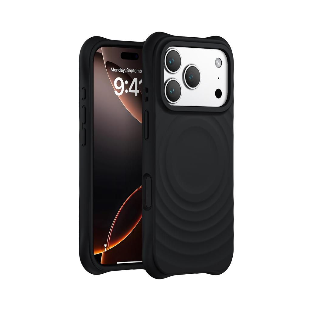 Liquid Silicone Ripple Phone Case For iPhone 17 16 15 14 Pro Max Magnetic Wireless Charge Shockproof Soft Thick Protective Case
