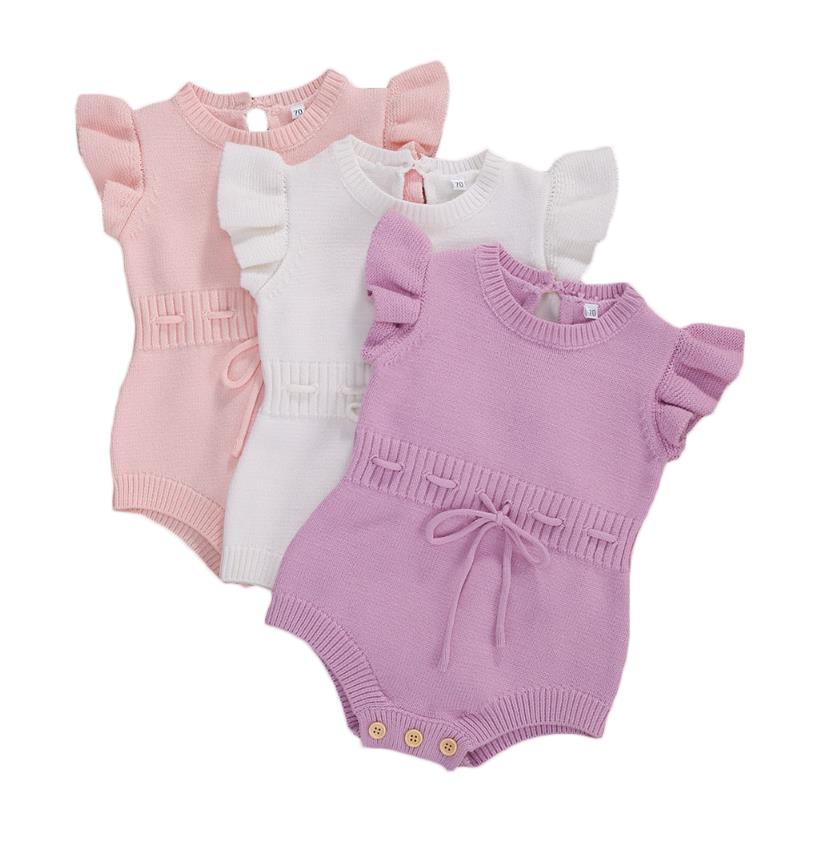 Citgeett Summer Infant Newborn Baby Girls Cotton Knitted Bodysuit Sleeveless Soft Playsuit Jumpsuit Clothes