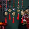 Chinese New Year Decoration Mini Golden Hollow Lantern Ornament Lucky Hanging Tassel Pendant for Fortune Wealth Success Home Kitchen Bonsai Tree Car