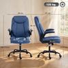 Linen Look Computer Desk Chair Executive Office Chair With Flip Up Armrests And Thick Cushion Blue