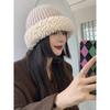 Women's Big Head Wool Hat with Versatile Face In Autumn and Winter Small Knitted Hat with Thickened Warm Plush Ear Protection Fisherman's Hat