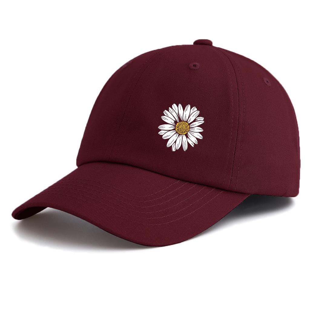 1pc White Flower Print  Baseball Cap for Adults,  Minimalist Retro Style Casual Soft Adjustable Dad Hat, Perfect As Gift