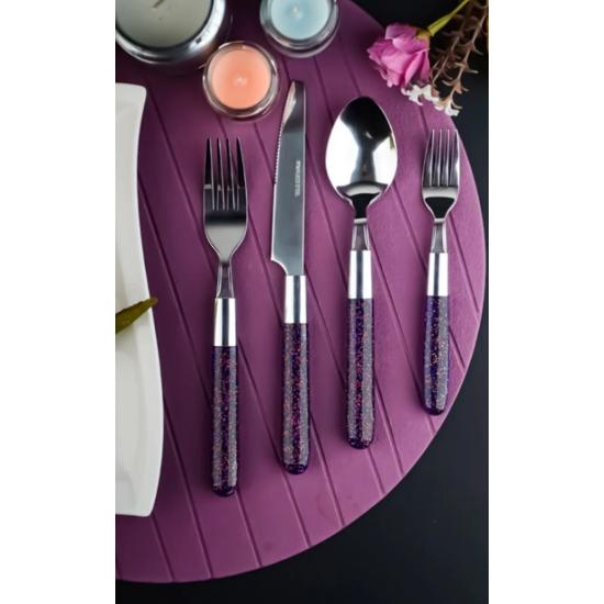 

Purple Glitter 24 Piece Cutlery Set