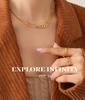 18K Gold Plated Bead Patchwork Necklace & Bracelet Set in Titanium Steel, European & American Fashion.