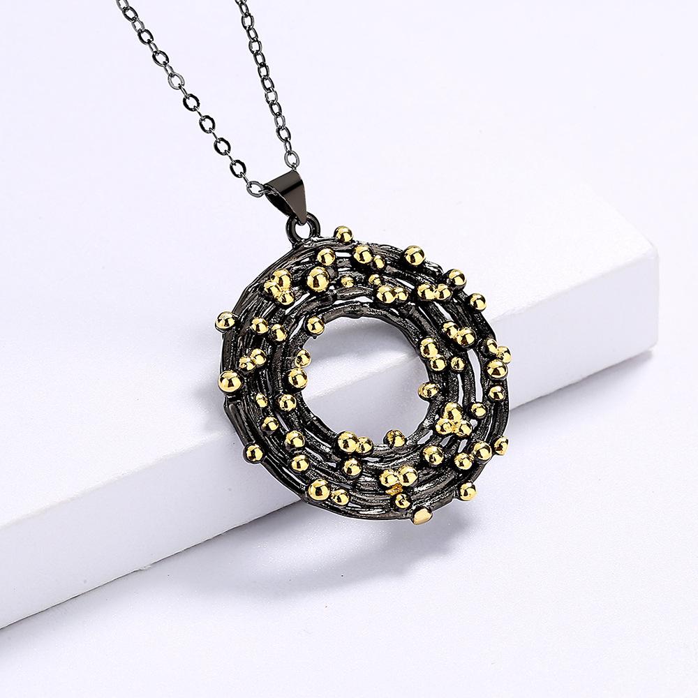 Elegant Bohemian Golden Domino Black Gold Pendant Necklace Ladies Fashion Jewelry Party Travel Jewelry Jewelry