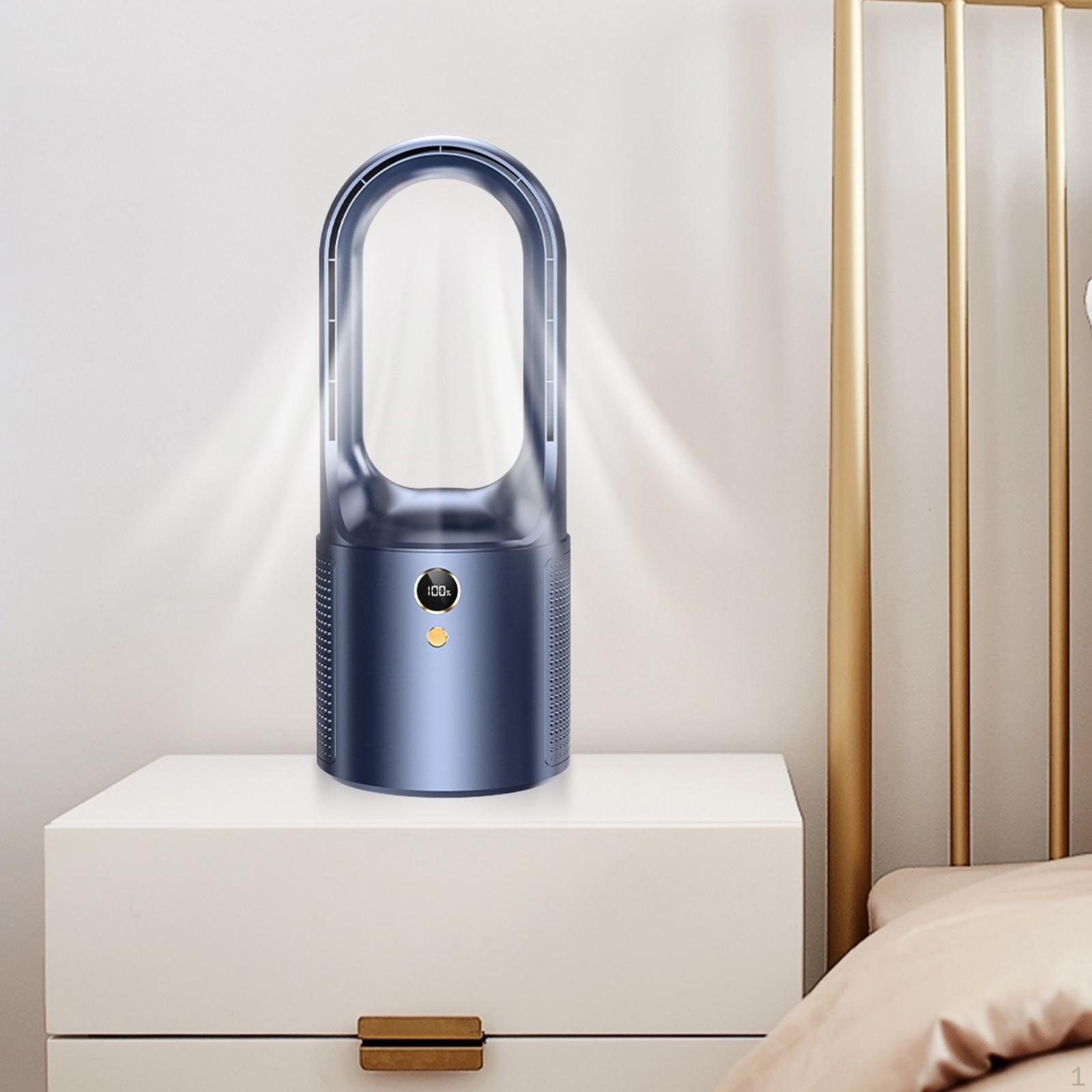 13 Inch Bladeless Fan Desktop with 6 Cooling Speeds USB Charging Touch Control for Bedroom синий