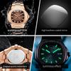 OLEVS Men's Watches Classic Luxury Rose Fine Steel Original Quartz Wristwatch Texture Dial Waterproof Luminous Date Fashion New