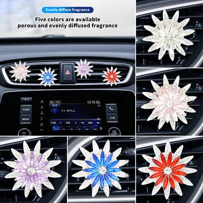 2pcs Diamond Crystal Car Air Freshener Sunflowers Vent Clip Perfume Daisy Diffuser Car Accessories for Girls Freshner Air Scent