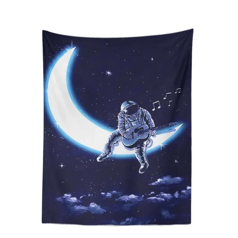 Space Skateboarding Astronaut Tapestry Unique Cosmic Design Perfect for Bedroom Decor Large Wall Hanging Artwork
