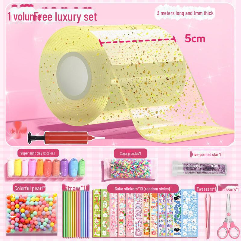 Nano Glue DIY Bubble Blowing Kit with Strong Sticky Double-Sided Tape and Decompression Toy