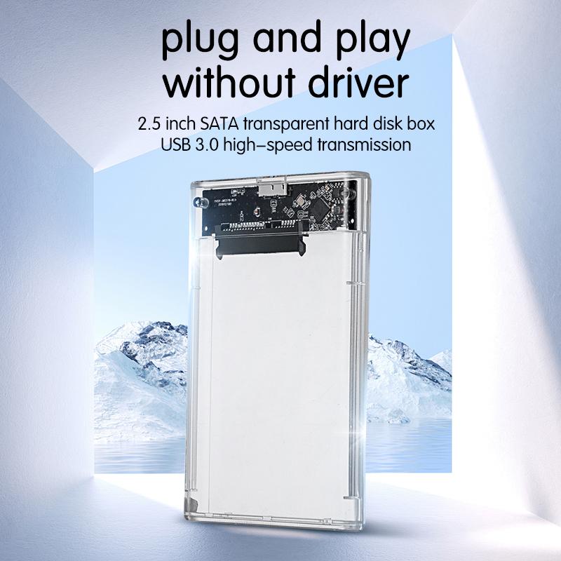 Transparent 2.5 SATA to USB 2.0 3.0 Type-C 3.1 Adapter Enclosure External Hard Drive Case and Bag HDD Caddy Box