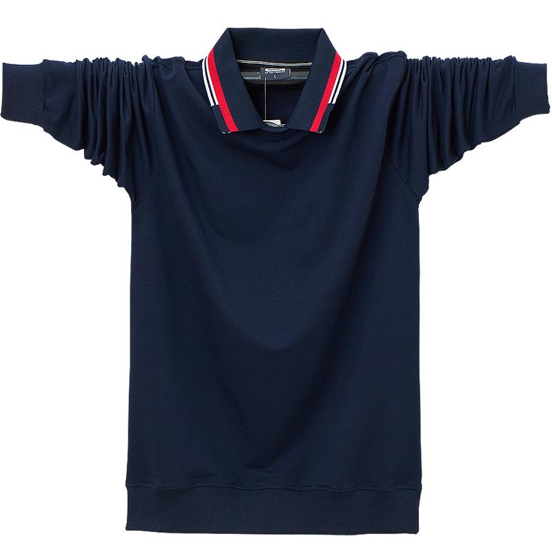 

Чоловічі вільні сорочки поло з довгим рукавом Повсякденні сорочки з коміром Легкі ділові робочі футболки поло для чоловіків весна осінь Топи для гольфу великих розмірів 6XL Темно-синій