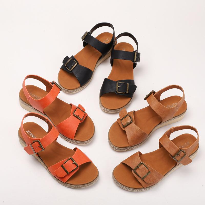 One word with fashion sandals women's summer new South East Asia slope heel fairy wind wear fashion Roman shoes woman