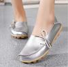 Casual Women's Single Shoes, Mother Shoes, Flat-bottomed Peas Shoes, Nurse Shoes, Lace-up Tendon Low-top Shoes