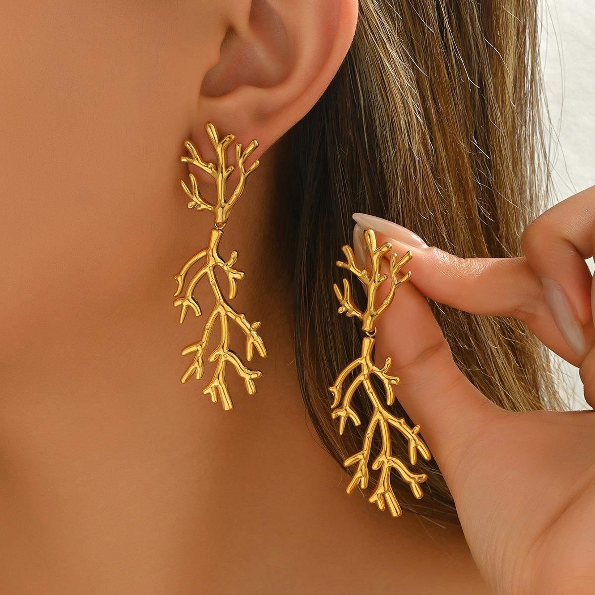 

Серьги женские Ветер 18k гальванопокрытие нишевый коралловый дизайн серьги-гвоздики универсальные высококлассные серьги женские