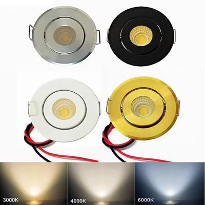 12V Mini COB Ceiling Light 3W LED Spot Light Adjustable Drive Free Down Lights Showcase Cabinet Recessed Lighting White Bold
