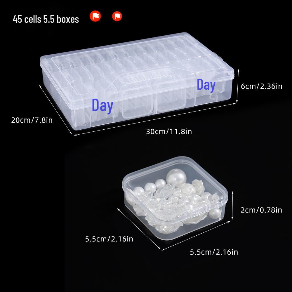 Transparent Plastic Perler Bead Storage Box with Compartments