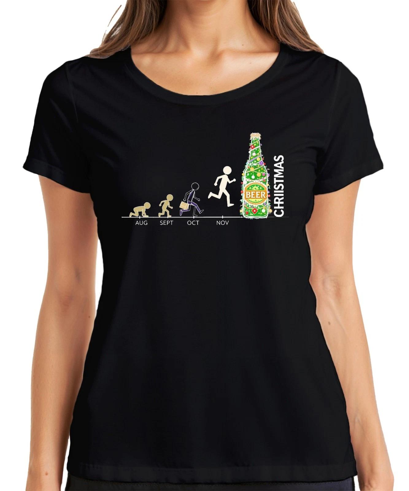 Weihnachten BEER Weihnachtsbier Bier Countdown Weihnachtsbaum Lus Damen T-Shirt L