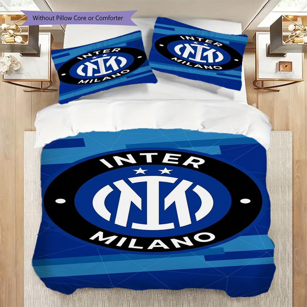 Biancheria da letto con design dello stemma dell'Inter (1 * copripiumino + 2 * federa, senza nucleo) Copripiumino e federa Set biancheria da letto Regalo di Natale compleanno
