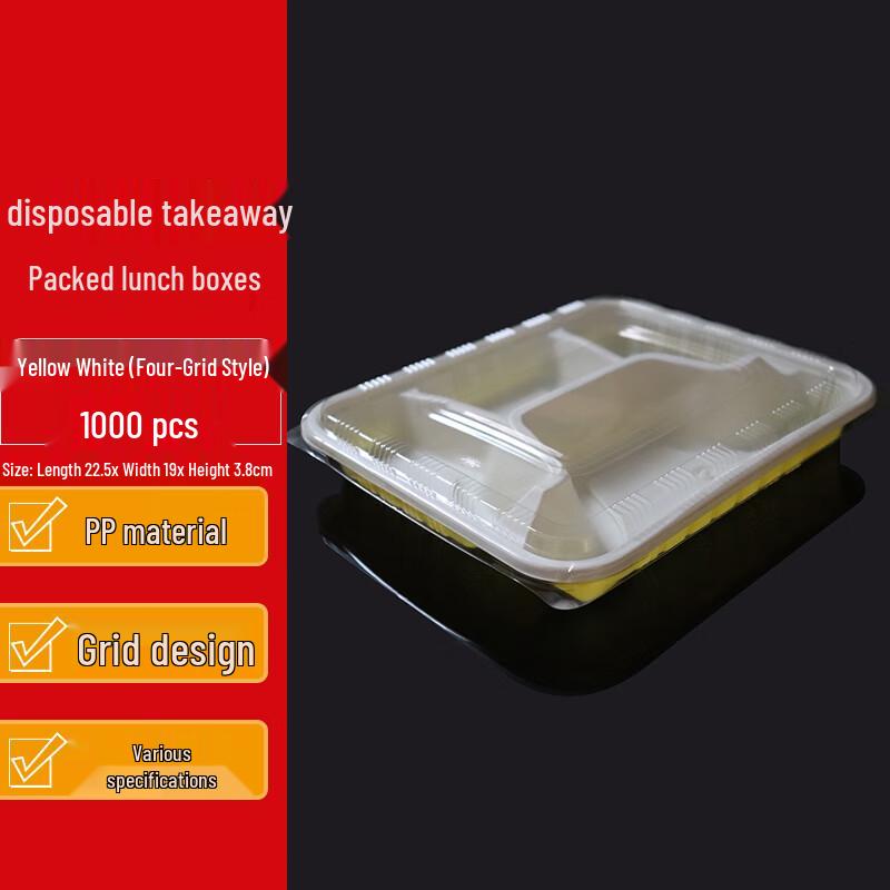 Homeglen Einweg-Rechteckige Lunchboxen mit Fächern und Deckeln