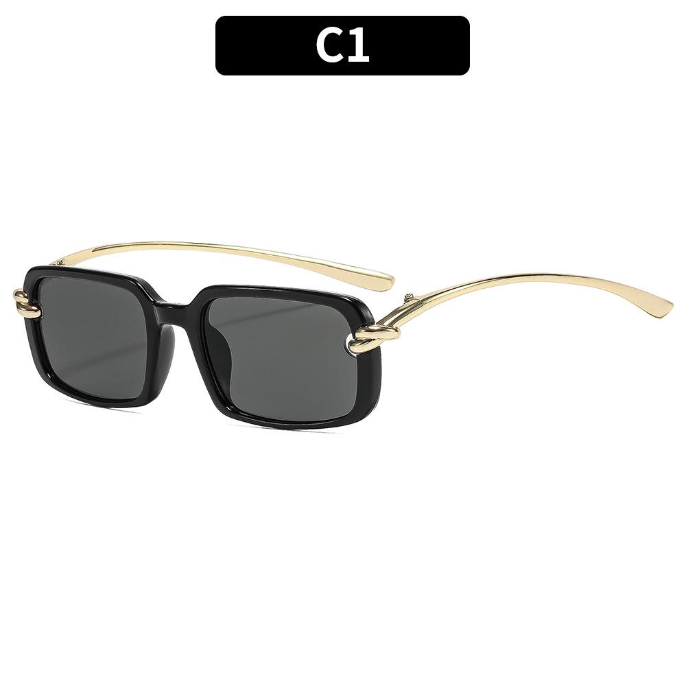 European And American New Trendy Retro Square Sunglasses, Knotted Metal Leg Sunglasses, Versatile Modern Ins Glasses