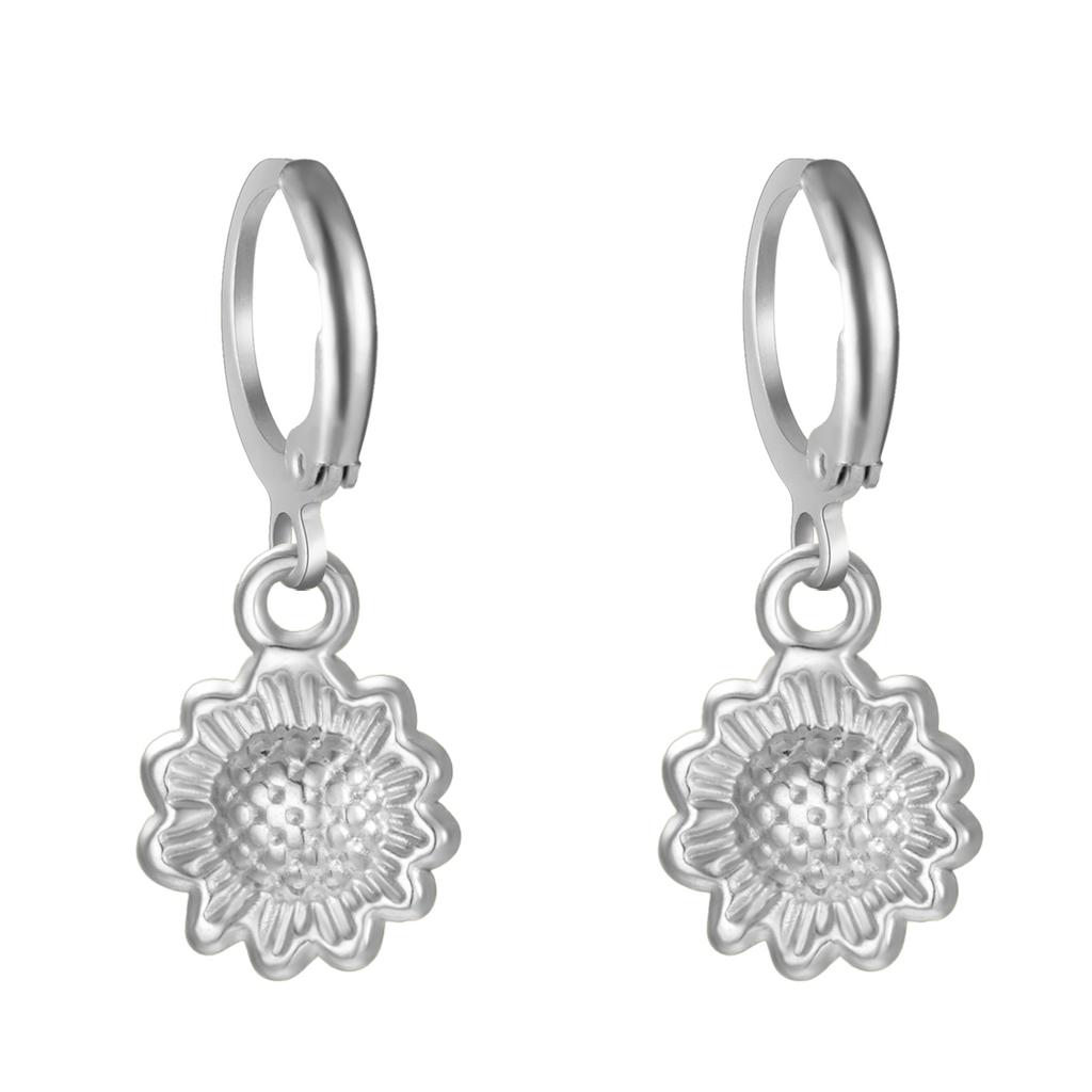 Bohemian Gold Hoop Earrings for Women with Daisy and Sunflower Pendant Charm