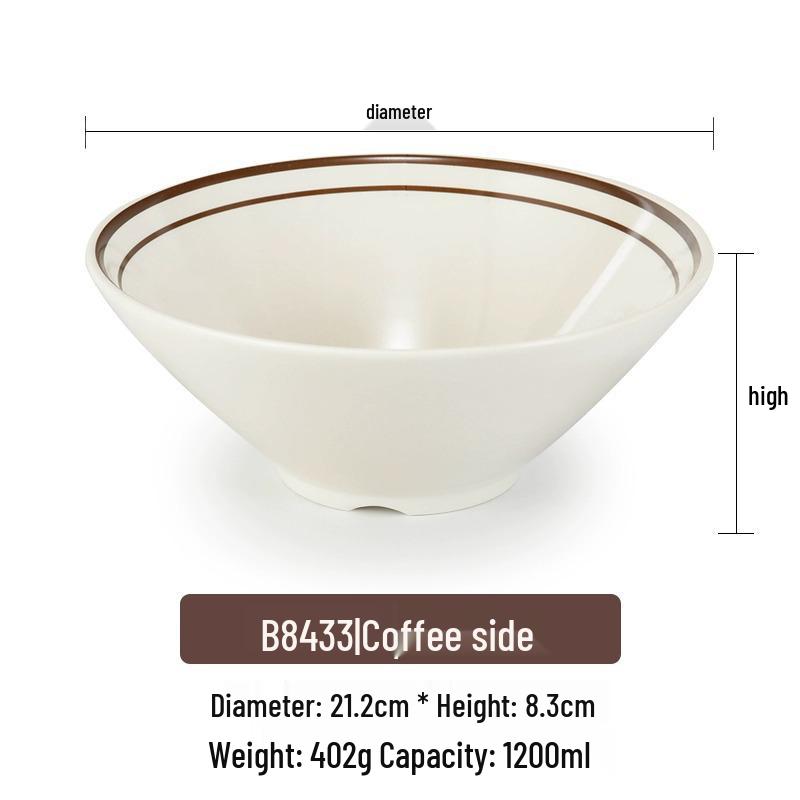 Pink Melamine Ramen Bowl - Creative Conical Hat Design, Imitation Porcelain, Large for Beef Noodle Soup and Mala Tang.