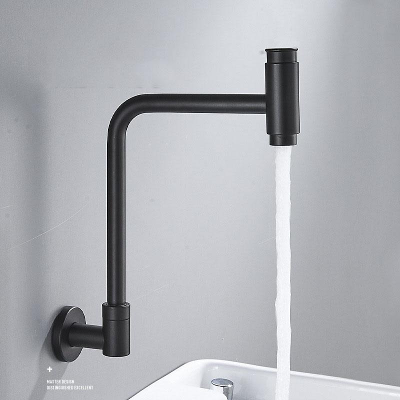 Nickel/Black Wall Mounted Single Cooling Kitchen Faucet Push Switch Sink Tap Multifunctional Rotating Balcony Mop Pool Faucet