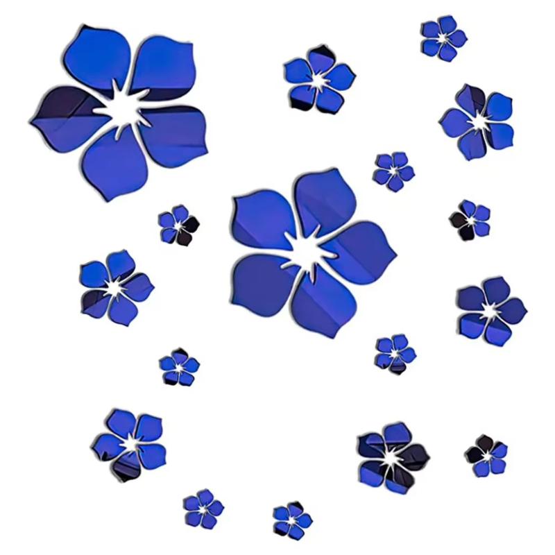 3D Blumen Acryl Spiegel Wandaufkleber 18 Stück Abnehmbare Spurlos Aufkleber für Schlafzimmer TV Sofa Hintergrund Wanddekoration