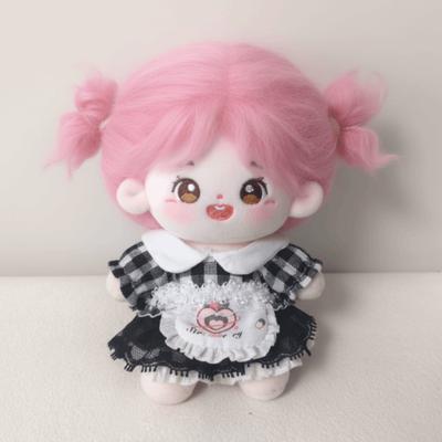 10CM Cotton Doll Heart-shaped Plaid Dress Bib Clothes Set Cute Apron Doll Clothes Changing Outfit Suit Children's Gift