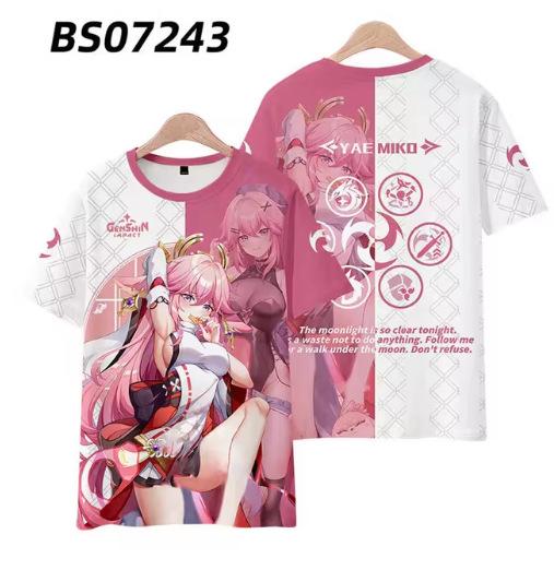 Genshin Impact Kuki Shinobu T-shirt men's and women's cosplay clothes 3D printed top