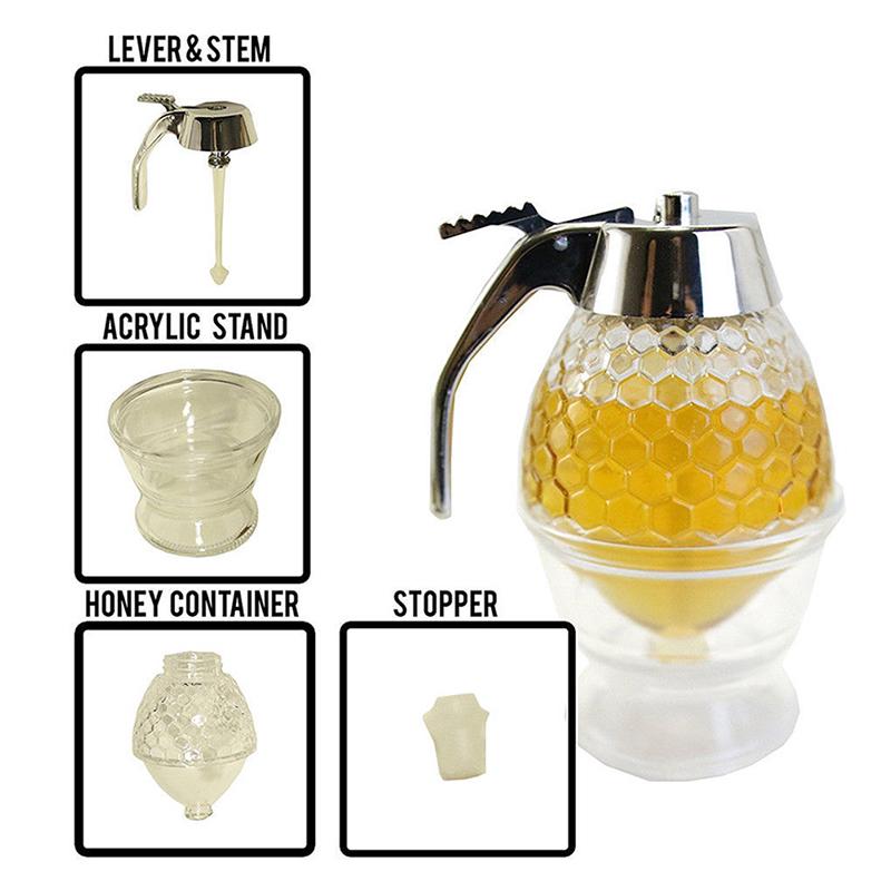 Attractive And Durable Clear Honey Syrup Dispenser Acrylic Kitchen Holder Pot Container