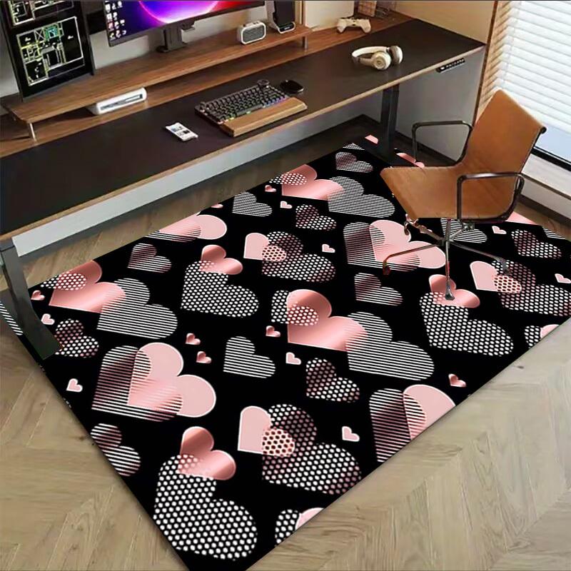 1PC Heart Pattern Non-Slip Floor Carpet Compatible for Office&Living Room&Bedroom&Dining Room - Flat- Soft & Pattern, Vibrant Colors-W275
