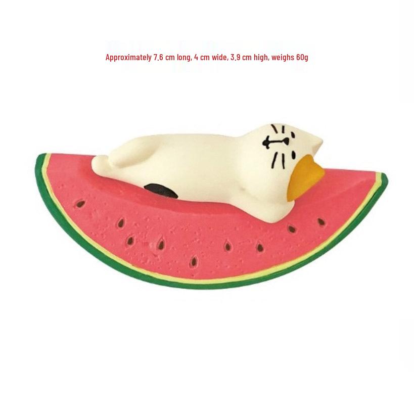 Japanese Cat Bonsai Watermelon Ornament - Trendy Resin Zakka Decoration