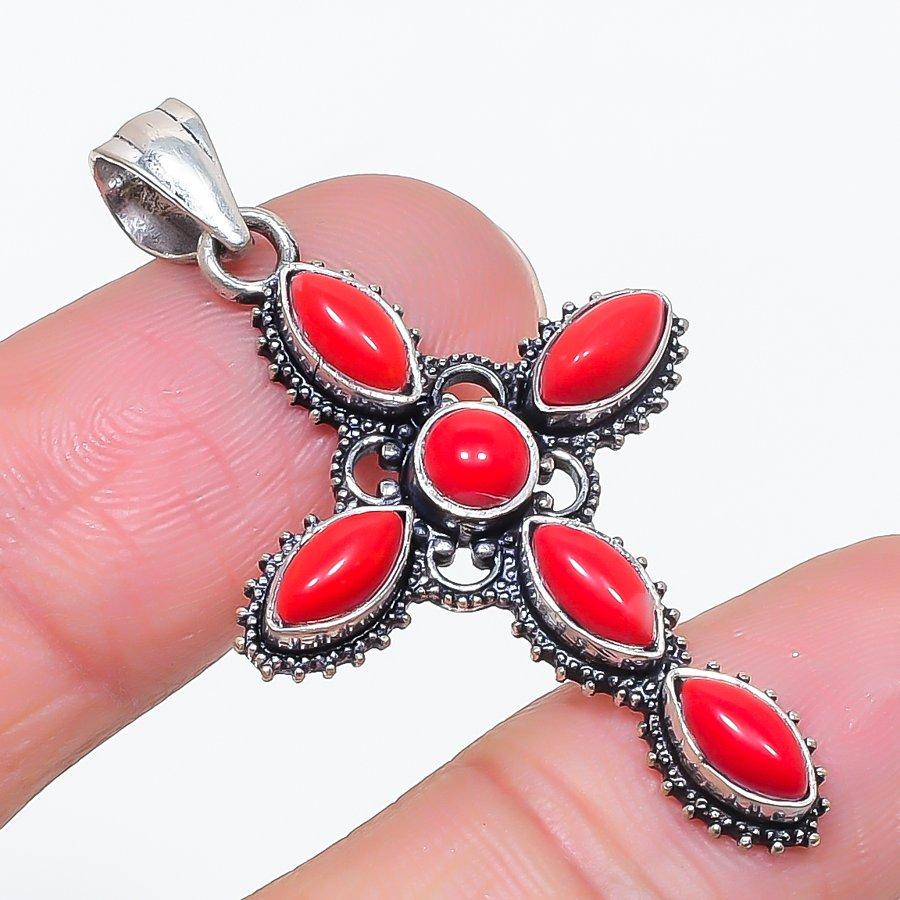 

Натуральный Коралл Драгоценный Камень Ручной Работы 925 Стерлинговое Серебро Ювелирное Изделие Подвеска 1.81 m4J77