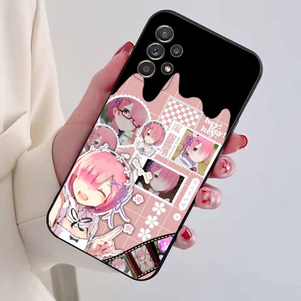 Anime Girl Re Zero R-Ram Phone Case For Samsung S25,S24,S21,S22,S23,S30,Ultra,S20,Plus,Fe,Soft Silicone Black Cover