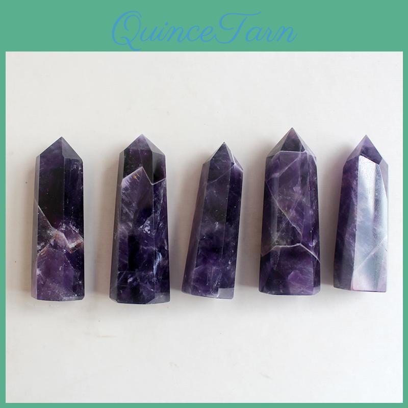 Unique Natural Purple Dream Amethyst Quartz Crystal Stone Point Healing Wand