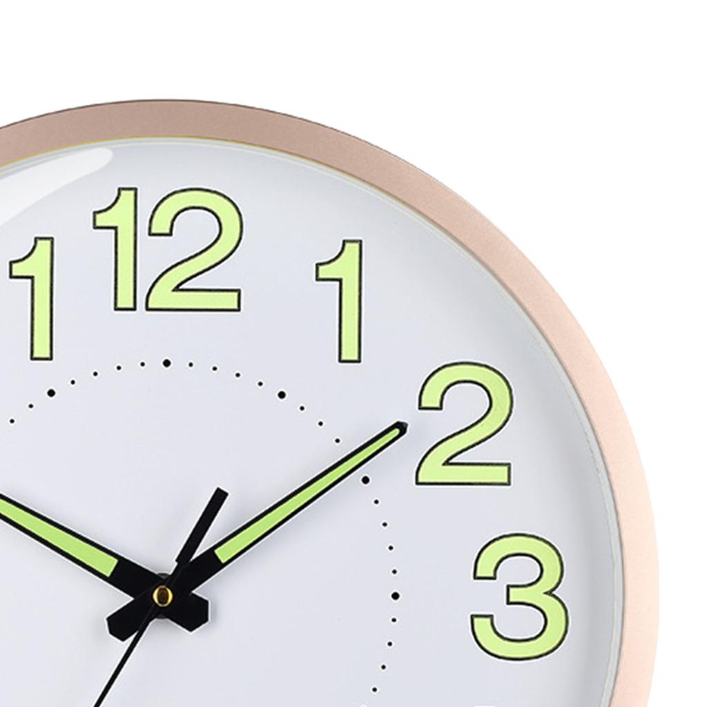 Silent Quartz Clock Plastic Wall Mounted Luminous Quiet for Living Room Bedroom 12in 30cm Rose Gold