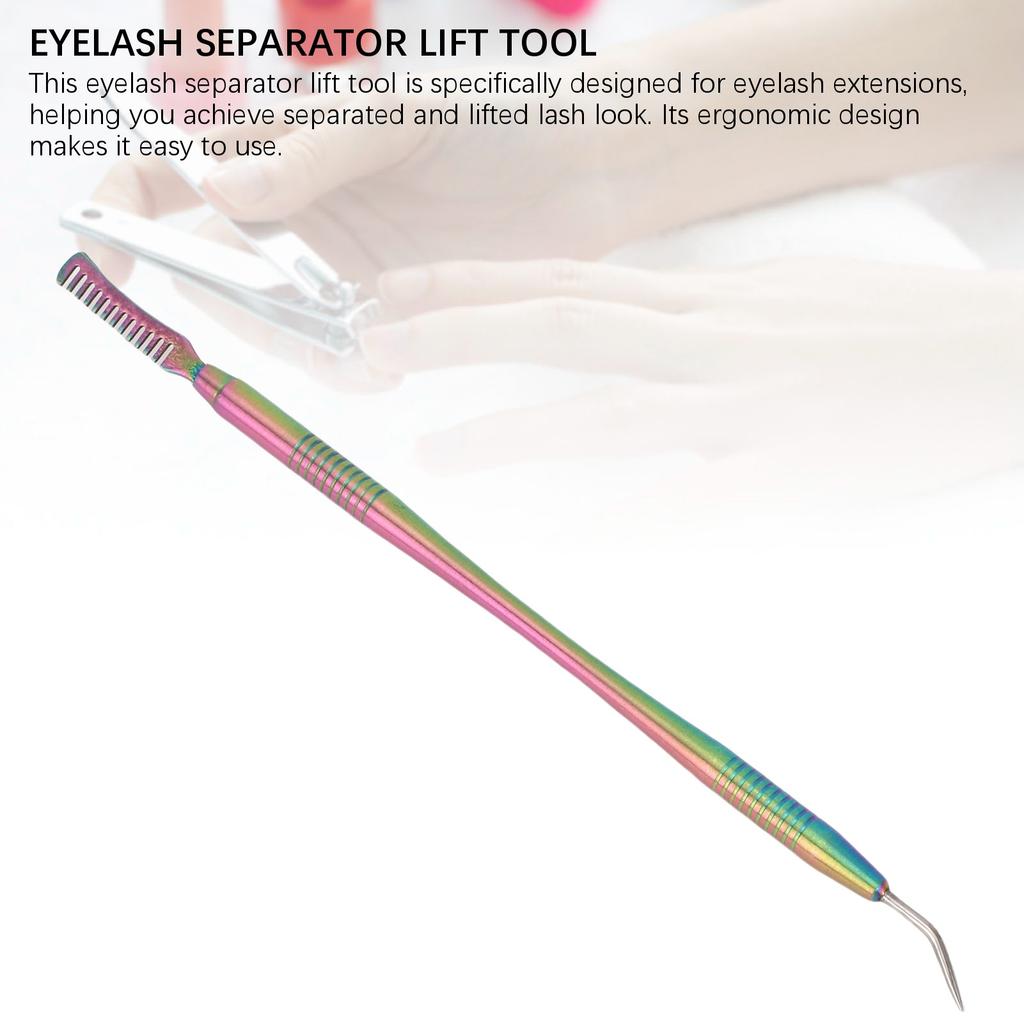 2 Pcs Nail Pen Cleaning Comb Stainless Steel Eyelash Separator Lift Picking Stick with Comb