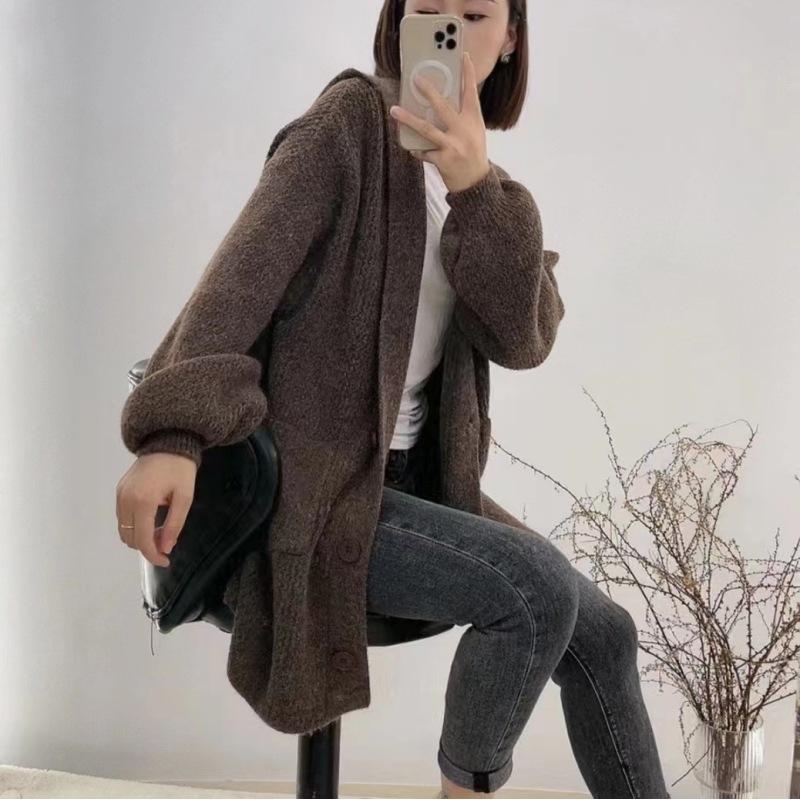 

YYFS Женская мода Повседневный Осень Зима Однотонный Принт Длинный Рукав Свитера One size темно-коричневого