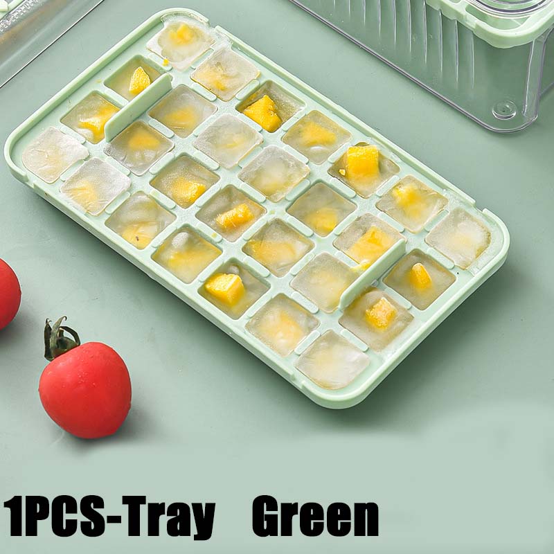 Press Type Ice Cube Maker Silicone Ice Tray Making Mold Creative Storage Box Lid Trays Bar Kitchen Square Cubic Container Set