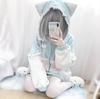 Lilikakoi Cat Ear Hoodie with Ears and Angel and Feather Cute Cat Ear Loose Light Blue Color Y2K Angel Harajuku Women's Frills, Wings, Pattern,