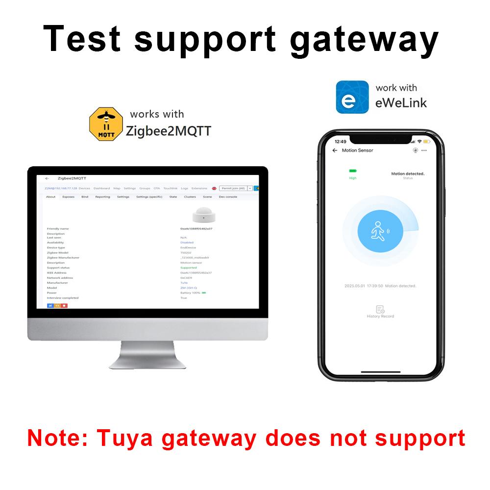 Zigbee PIR Motion Sensor Smart Human Body Infrared Detector Security Burglar Alarm Sensor Works With eWeLink APP Zigbee2MQTT ZHA