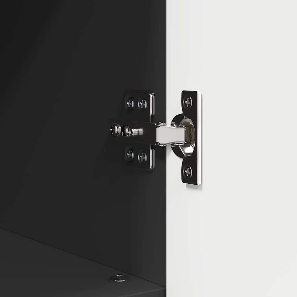 Bathroom Furniture Set with Door 3 Pcs Black Plywood and Metal