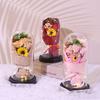 Qixi Festival Valentine's Day Glass Cover Exquisite Ornament Immortal Dried Flowers Rose Soap Bouquet for Boyfriend and Girlfriend Birthday Gift