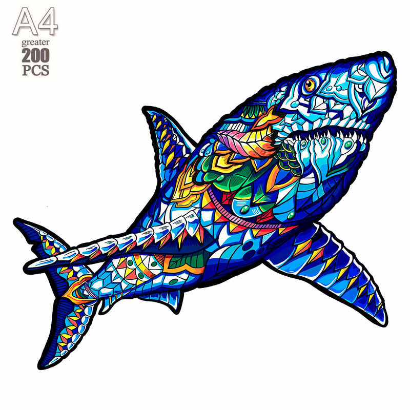 Whale 3d Jigsaw Wooden Animal Puzzles Toys Underwater World Fish Unique Puzzle Gift Interactive Games Educational Toy