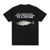 Achetez un homme qui mange du poisson, He Day, enseignez à l'homme poisson, à vie des t-shirts drôles de mème T-shirt surdimensionné décontracté à col rond pour hommes 100 % coton